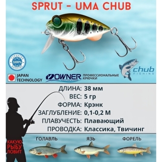 Воблер Sprut Uma Chub 38F
