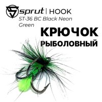 Крючки тройные Sprut ST-36 BC Black Neon Green (3шт)